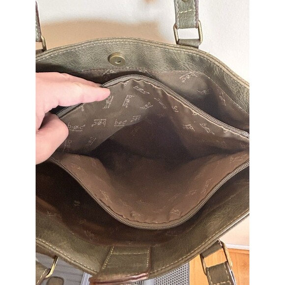 BOC Born Concept Handbag Tote Purse Army Olive Green w/ Brass Accents - Picture 7 of 9